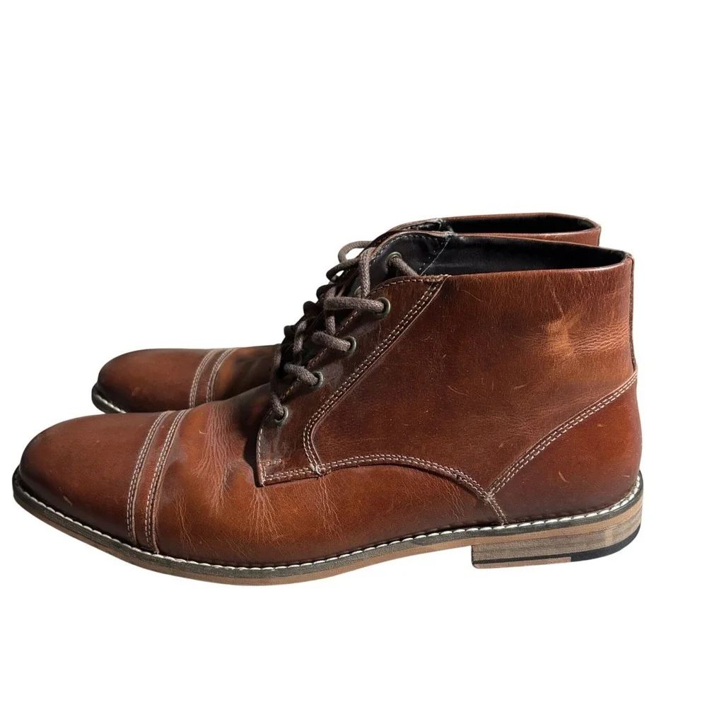 Steve Madden Mens 13 Kirve Brown Leather Cap Toe Chukka Boots Heritage Business